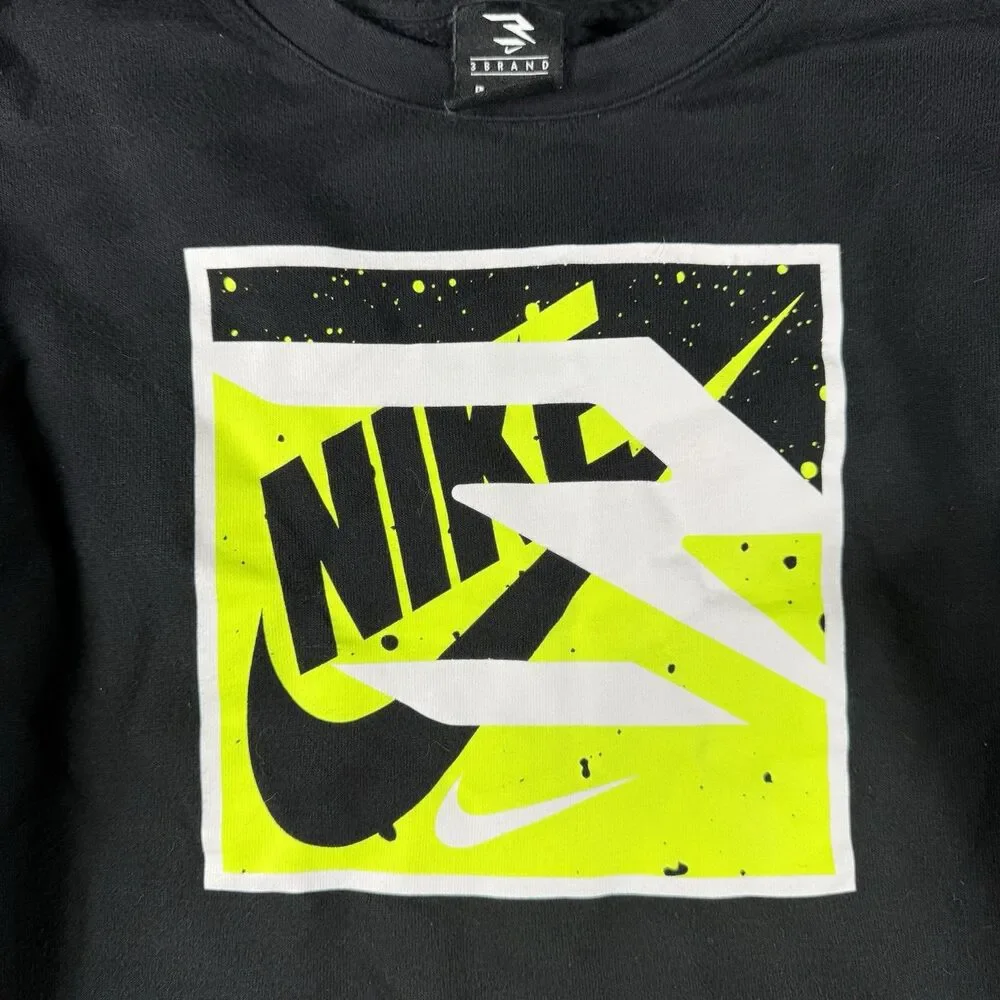 Nike Boys 3Brand Russell Wilson Crewneck Sweatshirt Black Neon Volt Graphic L